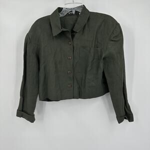 Margarets Womens Jacket Size 12 Vintage 70s Linen Cropped Topper Artsy Layer